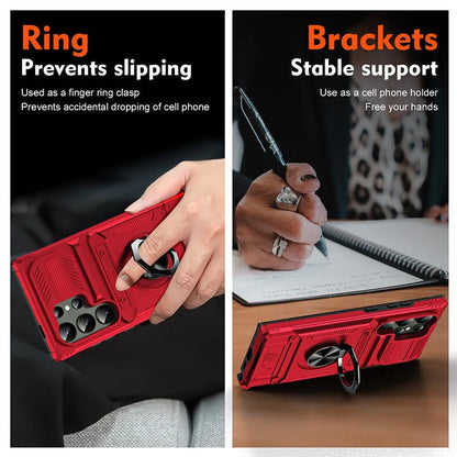 Samsung Galaxy S25/S24/S23 Case with Card Holder & 360° Magnetic Ring Stand