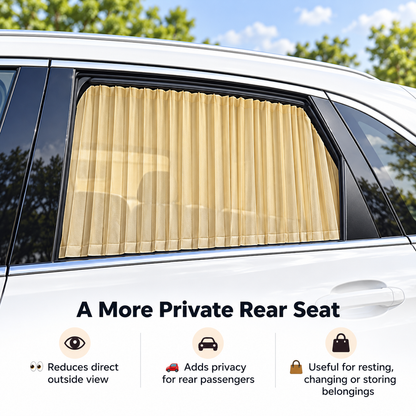 🚗 Pleated Car Window Sun Shade Curtains – Adjustable Rear Seat Privacy & Sun Protection