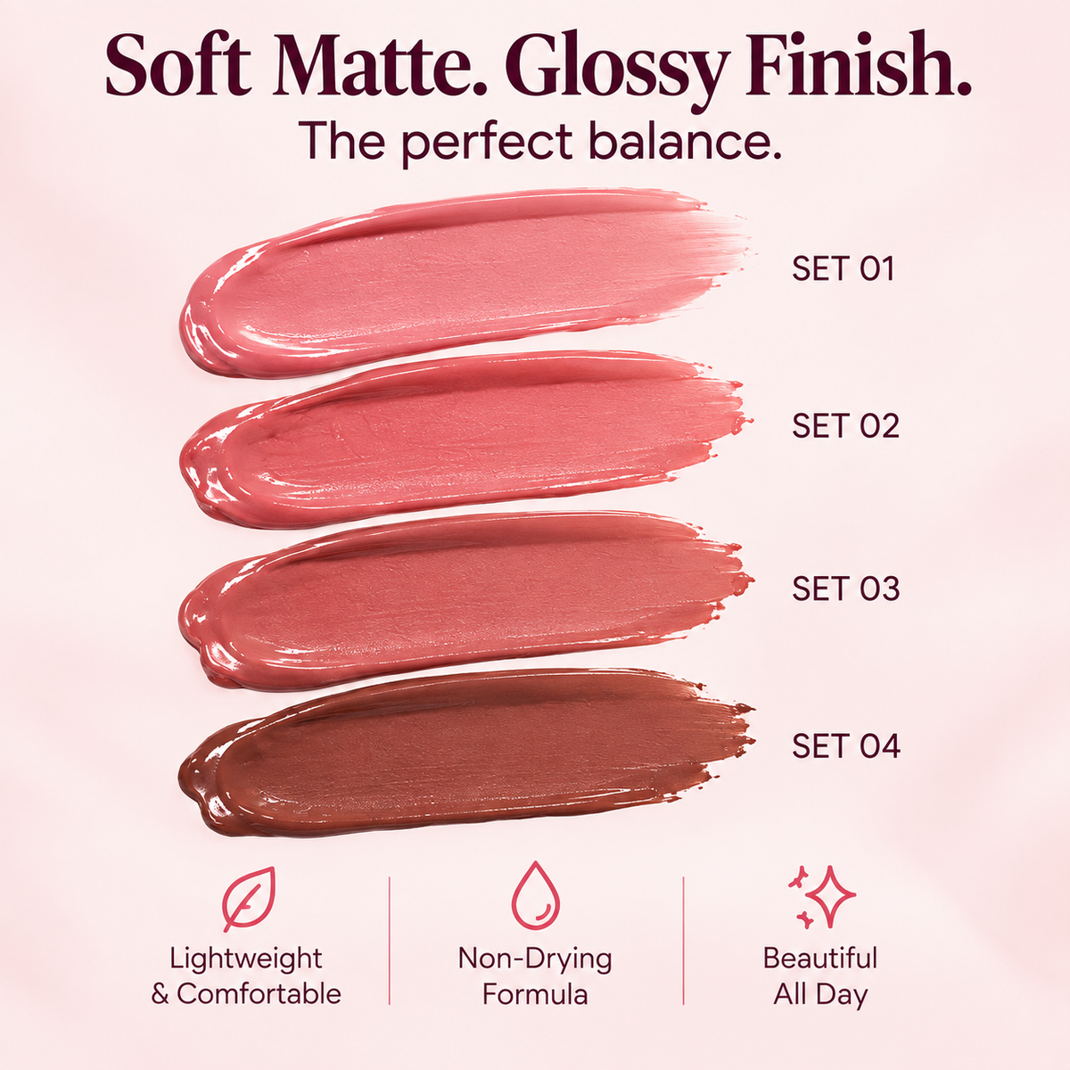 Matte Lip Liner & Moisturizing Lip Oil Set – Hydrating Nude Glossy Lip Kit