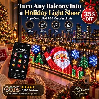 🎄💯Smart Animated Curtain Lights – App-Controlled RGB Balcony & Window Display