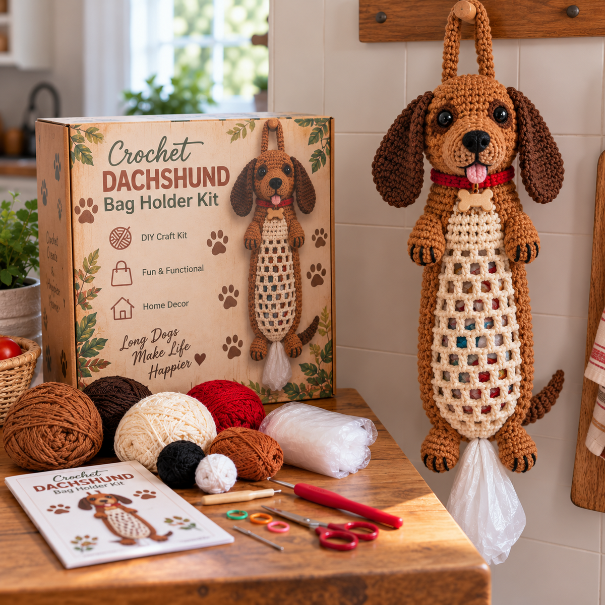 🔥Limited time 50% OFF🧶 Crochet Animal Bag Holder DIY Kit – 8 Adorable Animals, One Fun & Functional Kitchen Companion! 🐾