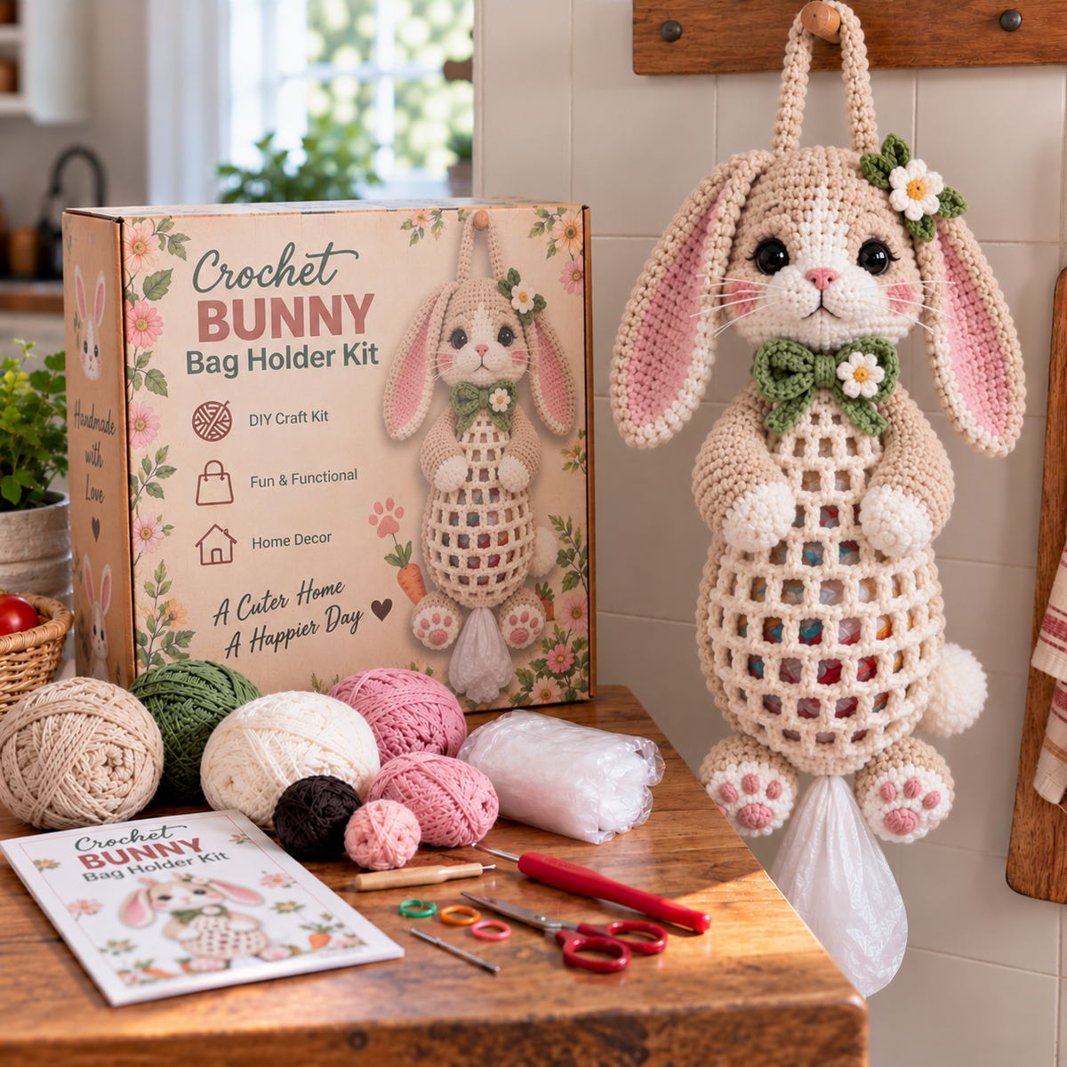 🔥Limited time 50% OFF🧶 Crochet Animal Bag Holder DIY Kit – 8 Adorable Animals, One Fun & Functional Kitchen Companion! 🐾