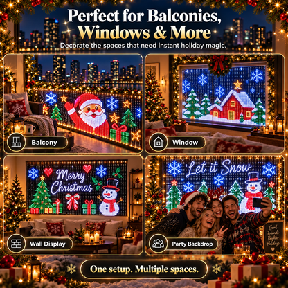 🎄💯Smart Animated Curtain Lights – App-Controlled RGB Balcony & Window Display