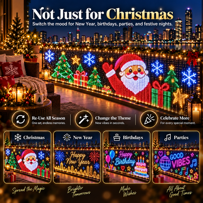 🎄💯Smart Animated Curtain Lights – App-Controlled RGB Balcony & Window Display