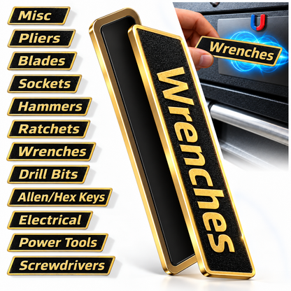 🔧 12-Pack Magnetic Toolbox Labels – Find Your Tools Faster