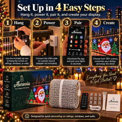 🎄💯Smart Animated Curtain Lights – App-Controlled RGB Balcony & Window Display