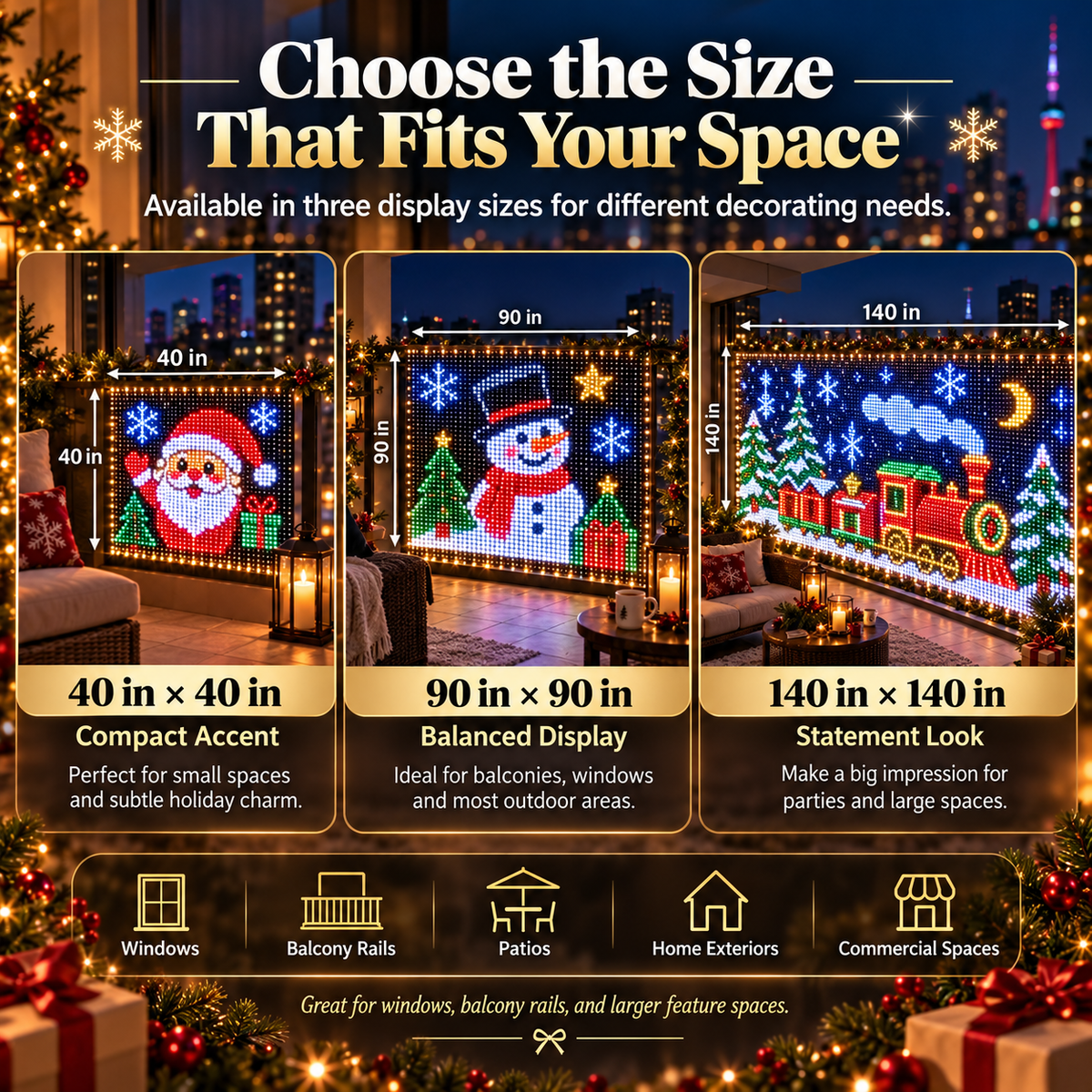 🎄💯Smart Animated Curtain Lights – App-Controlled RGB Balcony & Window Display