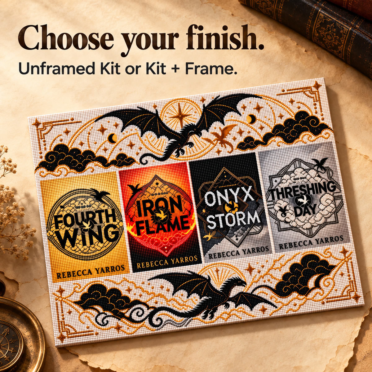 🐉📖 Fantasy Dragon Book Cover Diamond Painting Kit – Magical DIY Art for Book Lovers ✨