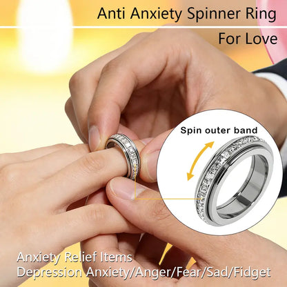 Anxiety Rings for Women and Men Titanium Steel Spinner Fidget Band Rings