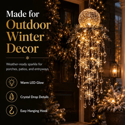 Crystal Cascade Christmas Light – Hanging Snowflake & Crystal LED Porch Décor ✨❄️