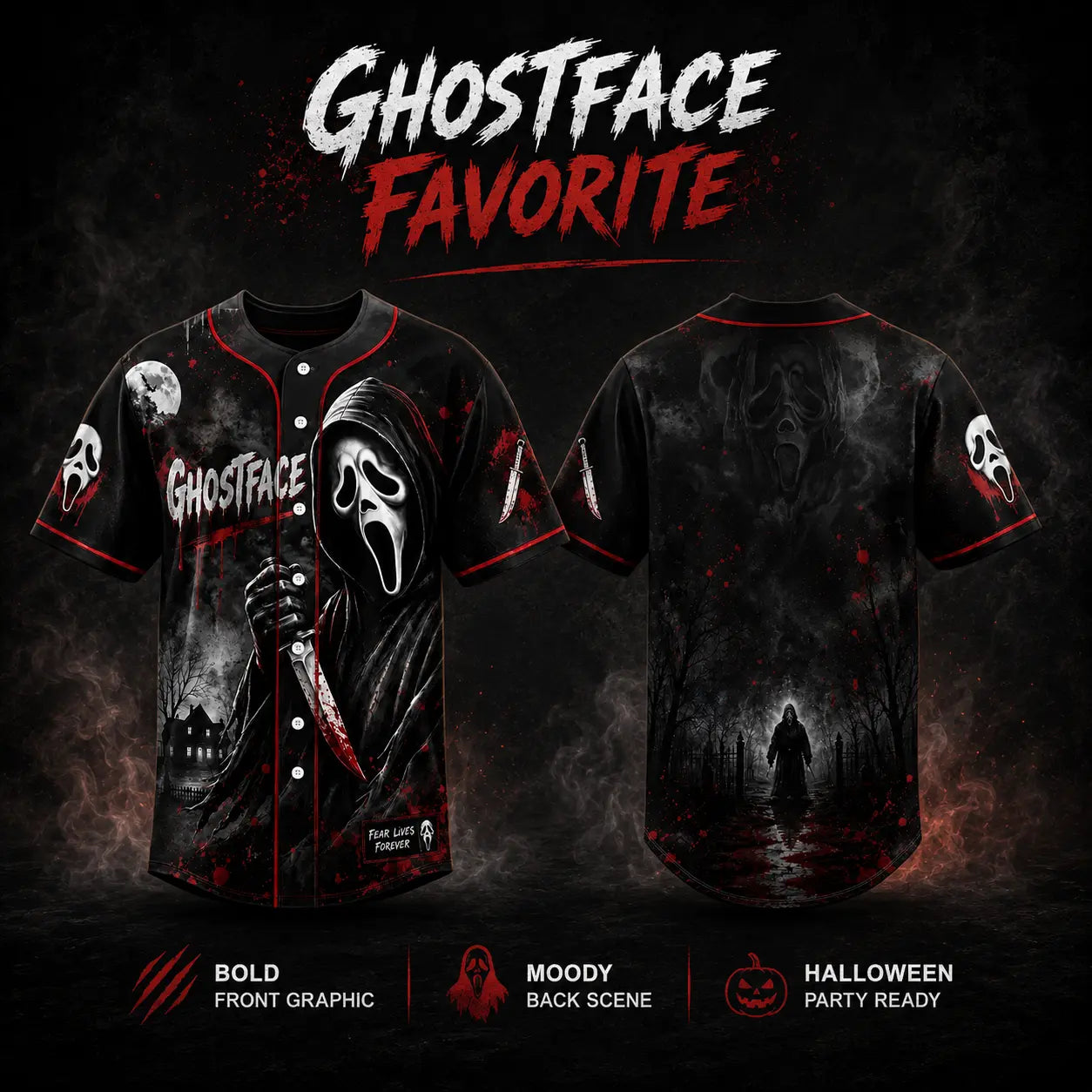 Horror Slasher Baseball Jersey, Classic Horror Movie Characters Shirt, Spooky Squad Halloween Uniform, Halloween party costumes, Halloween Gifts