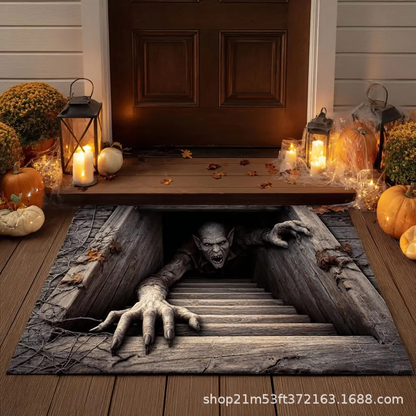 💀 3D Skull Trap Door Illusion Mat – Spooky Halloween Entrance Decor