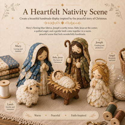 🔥LAST DAY 50% OFF -✨ DIY Patchwork Nativity Scene Sewing Kit (Beginner-Friendly)