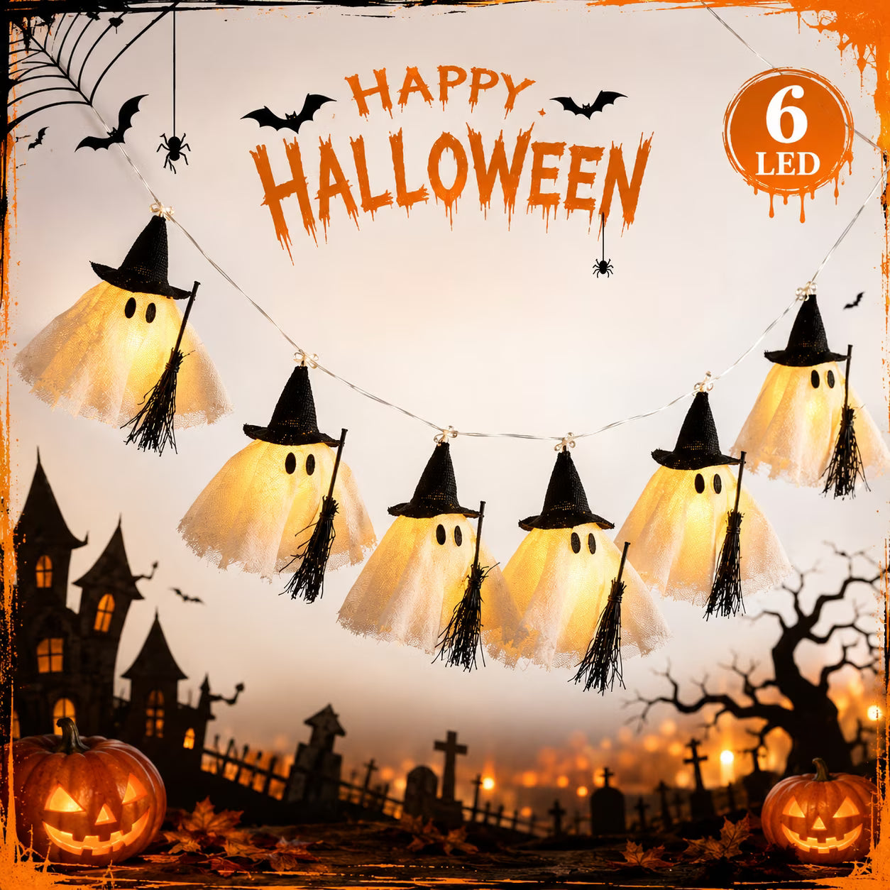 Lit Witch Ghost String Lights