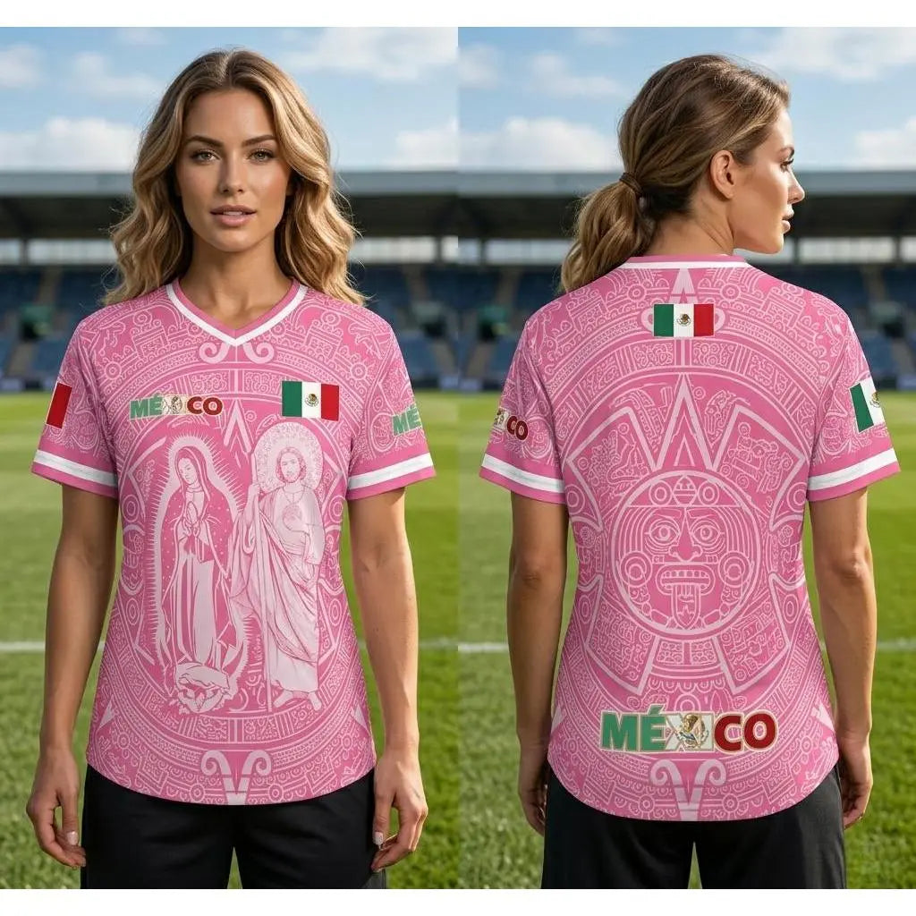 Men's Light Pink Virgencita & San Juditas Mexico 2026 Soccer Jersey, Mens Clothing, 2026 Soccer Fan Shirt, Casual Mexican Culture Sports Jersey, Mexico 2026 Jersey