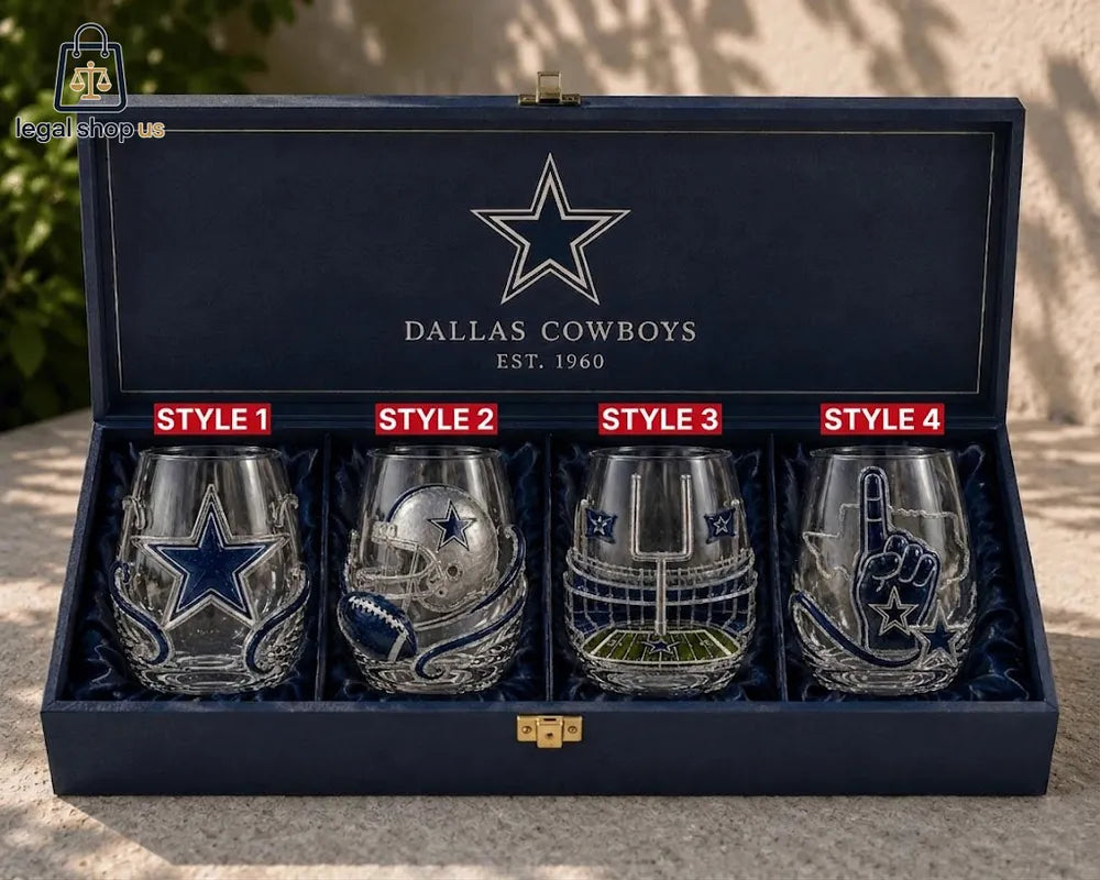 Dallas Cowboys Stemless Whiskey Glass Cup Set