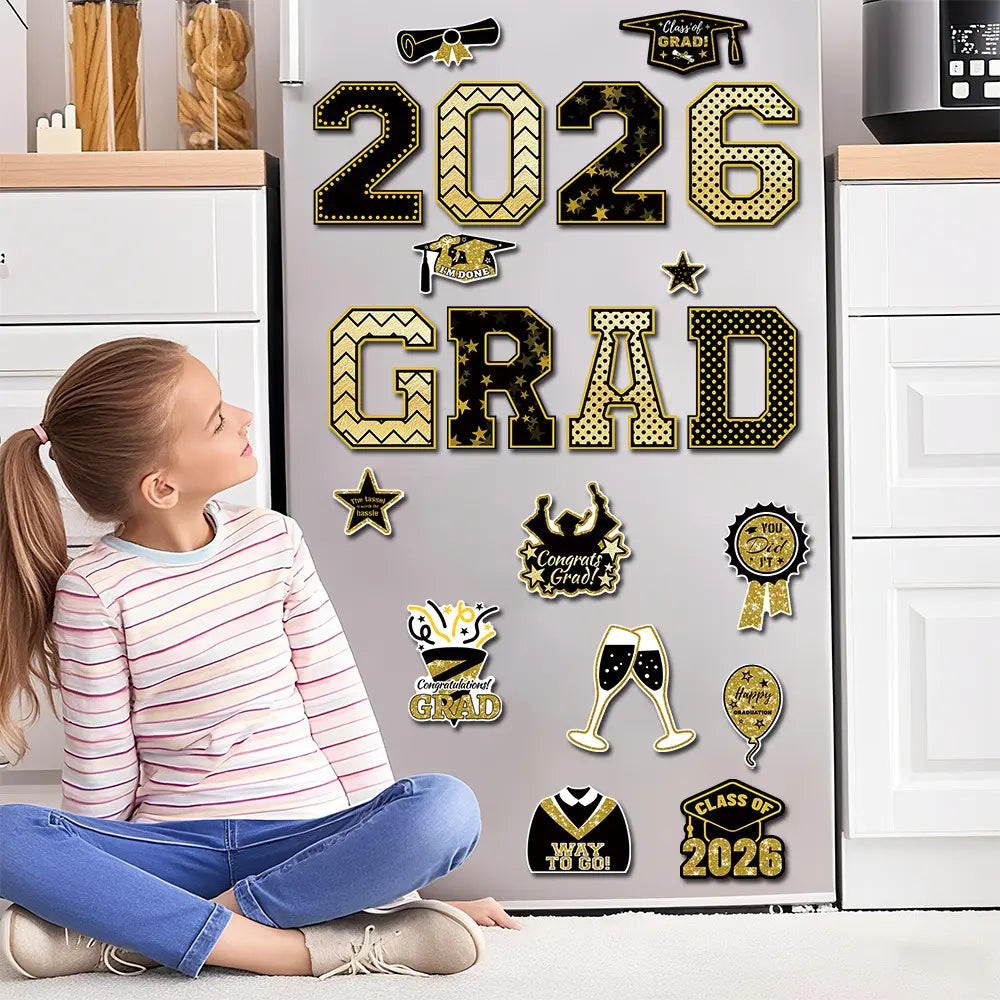 20 Pcs Graduation Magnets 2026 Cruise Door Car Magnets  Congrats Grad Cap Magnetic Decorations for Refrigerator Garage Cruise Door Party Stickers