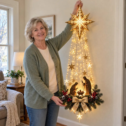 ✝️ Bethlehem Star of Faith™ – Lighted Nativity Wall Decor