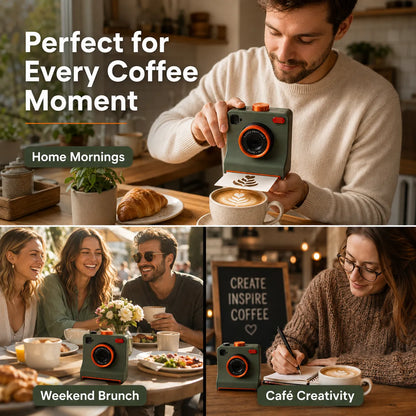 ☕📸 One-Touch Latte Art Camera – 3D Coffee Stencil Printer Kit for Custom Drink Designs ✨