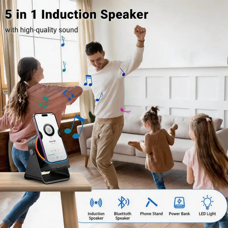 5-in-1 Wireless Induction Bluetooth Speaker