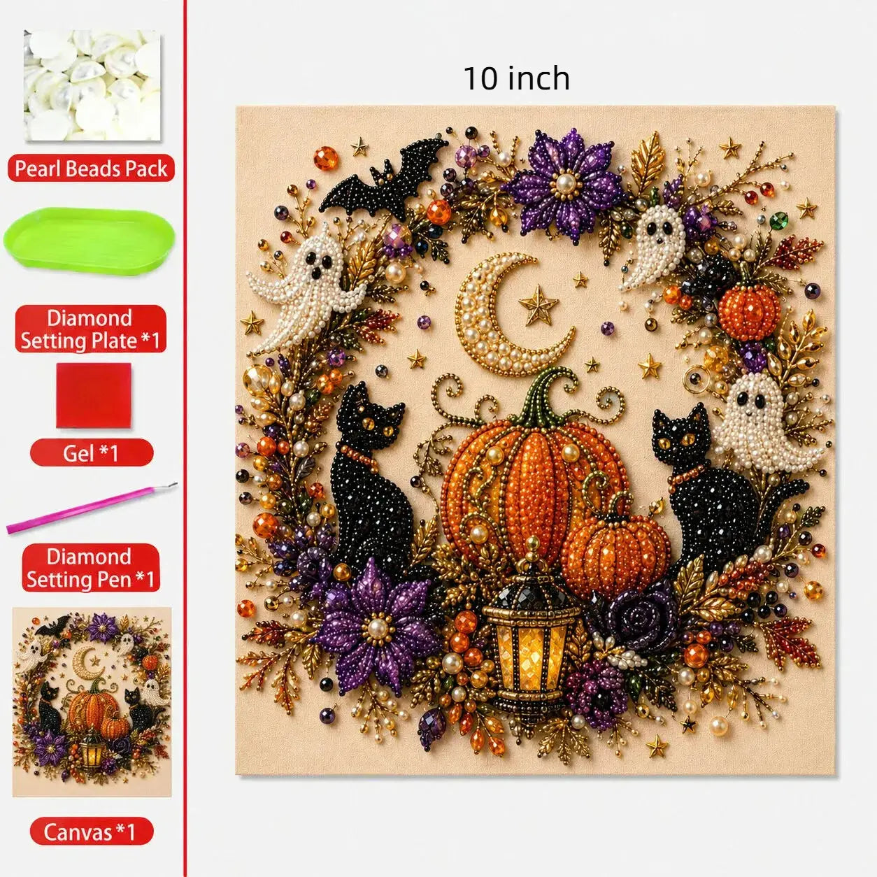 Halloween Ghost Pearl Art DIY Kit, Spooky Cute 3D Diamond Painting Crafts, DIY Fall Home Decor Wall Art, Beginner DIY Seasonal Party Gift