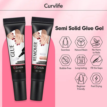 Newly Upgraded 15g Quick-Drying Semi-Solid Nail Glue with 15ml Remover