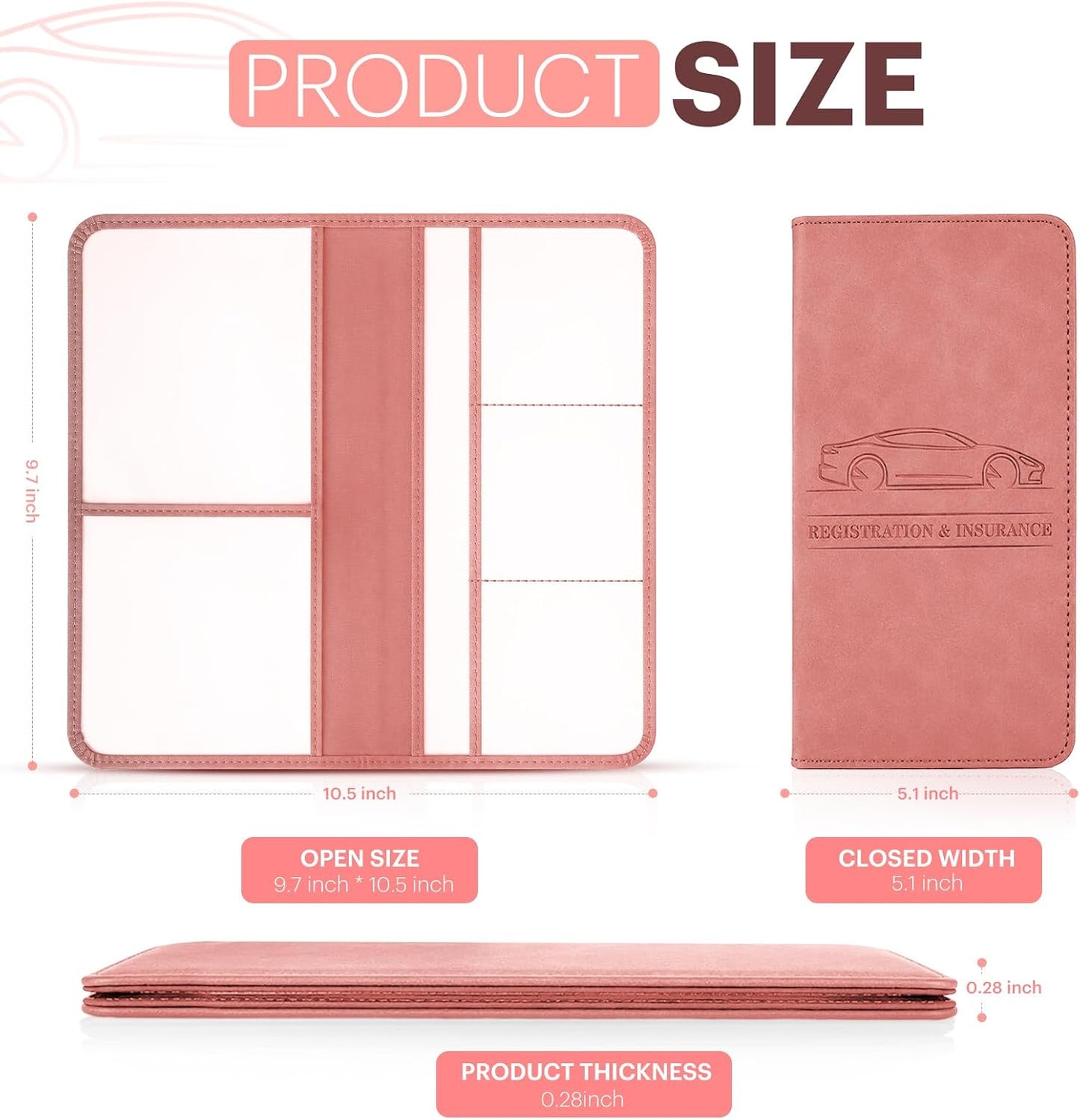 🌟 Premium Suede-Feel Vehicle Document Organizer | Magnetic Closure Wallet
