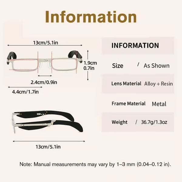 可折叠防蓝光阅读眼镜（带眼镜盒）