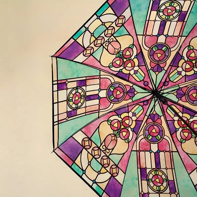 🌈Cathedral Art Stained‑Glass Inspired Automatic Umbrella
