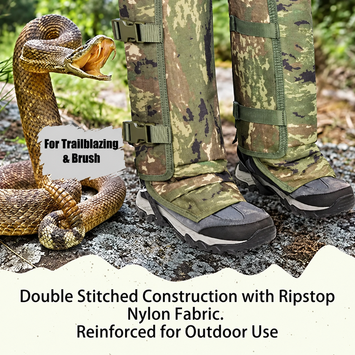 Snake-Resistant Outdoor Leg Gaiters – Adjustable Heavy-Duty Protection