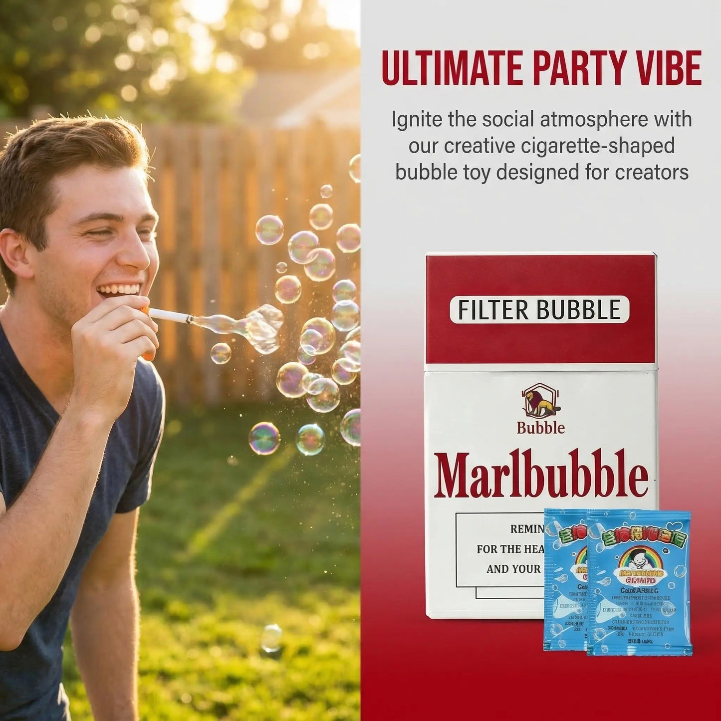 Summer Vibes Bubble Cigarette Stress Relief Toy - Mini Bubble Blower Gift for Birthday & Holiday Parties
