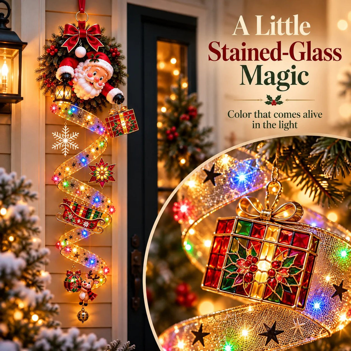 ✨ Stained-Glass Christmas Hanging Door Decor