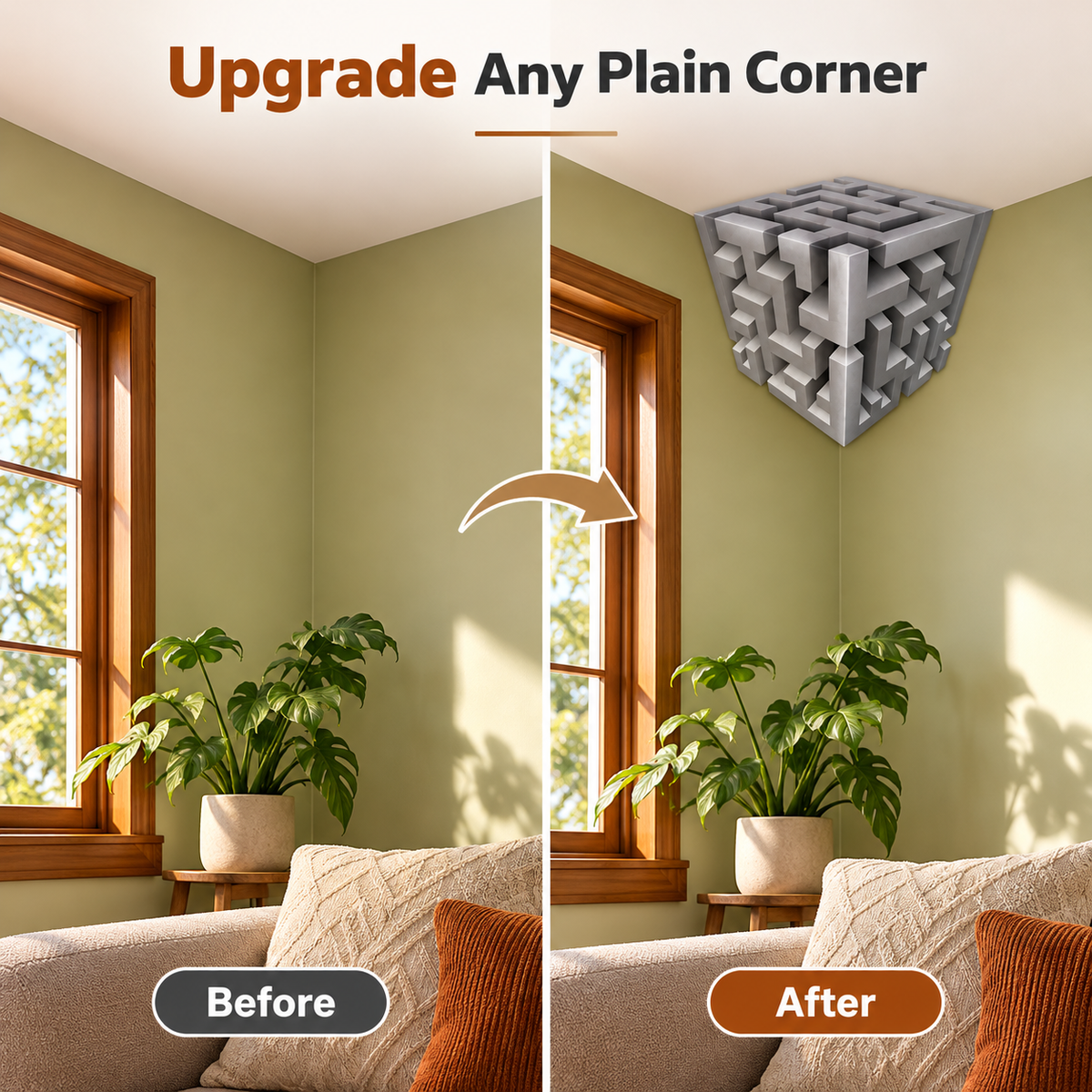 ✨ (2Pcs)Transform Empty Corners – 3D Geometric Wall & Ceiling Accent Decor✨