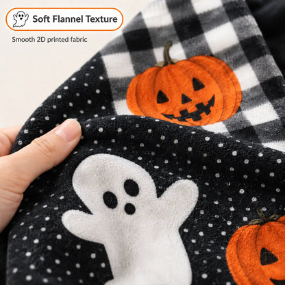 🎃 Halloween Pumpkin Ghost Blanket – Cozy Spooky Throw for Fall Movie Nights, Sofa & Bed