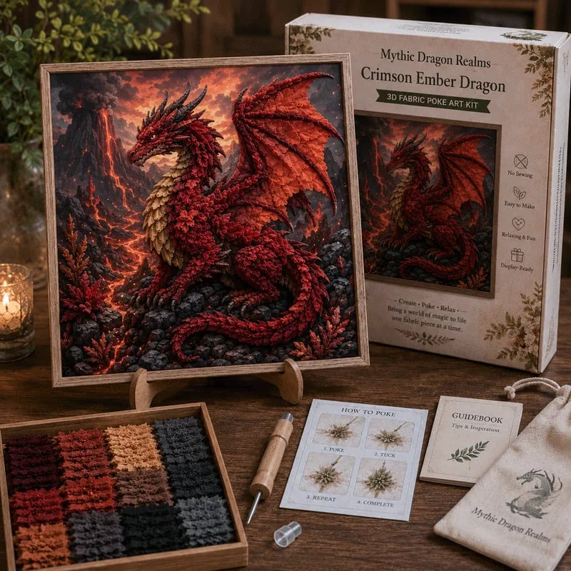 🎁Last Day Buy 2 get 1 free🐉 Mythic Dragon Realms 3D Fabric Poke Art Kit
