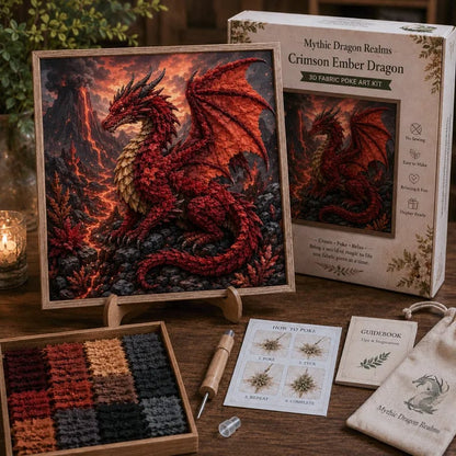 🎁Last Day Buy 2 get 1 free🐉 Mythic Dragon Realms 3D Fabric Poke Art Kit