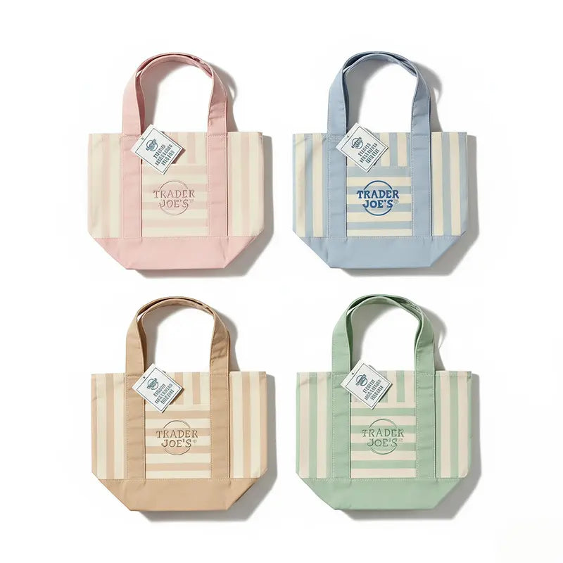 Mini Pastel Striped Canvas Tote Bag