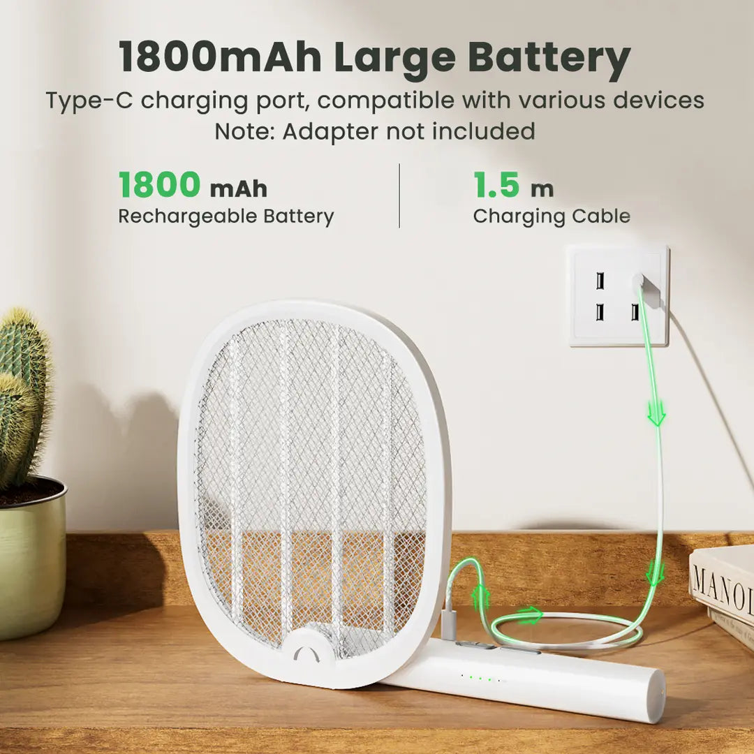 Rechargeable 2-in-1 Electric Bug Zapper Racket with UV Light