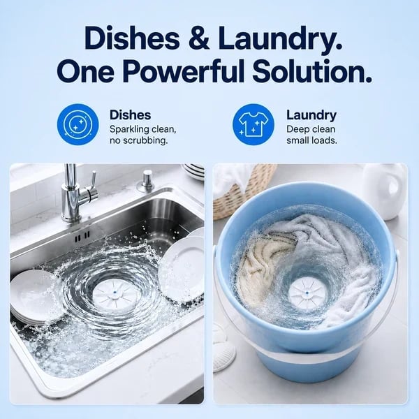 Noomoriey™ Portable Ultrasonic Washer for Dishes & Laundry