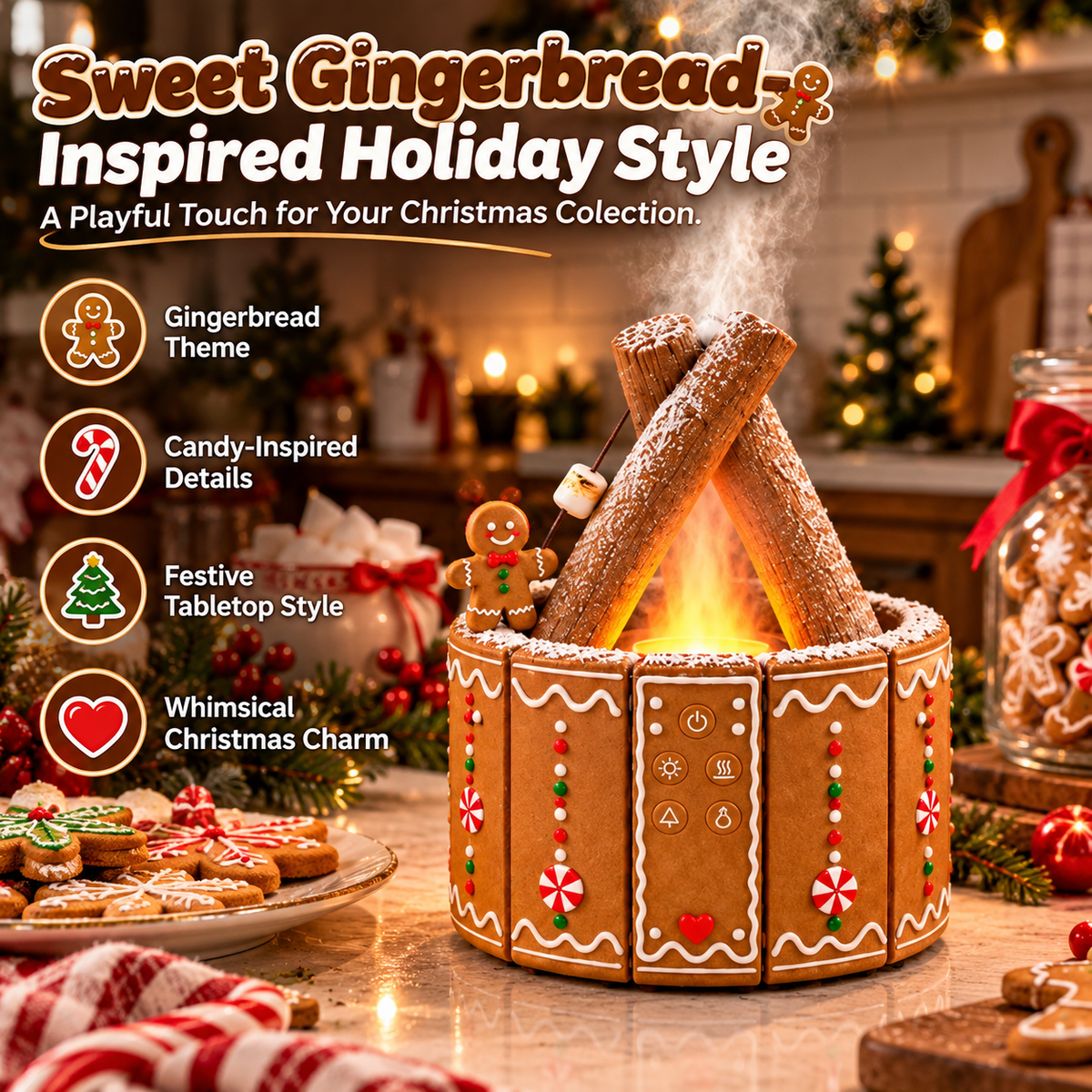 🔥 MerryMist Christmas Campfire Diffuser – Light-Up Holiday Mist Decoration