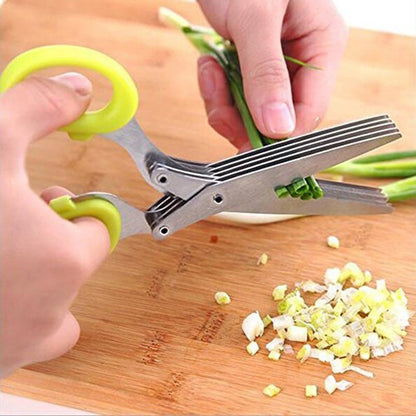 Stainless Steel 5 Blades Scallion Cutter Scissors✂️
