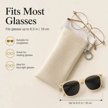 Soft PU Leather Sunglasses Pouch Elastic Opening Eyeglasses Bag