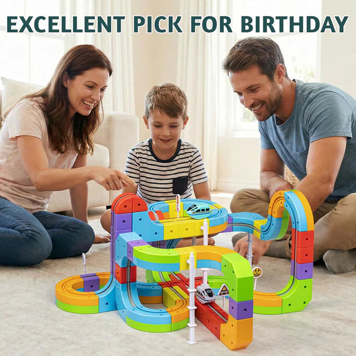 ⏰Electric Train Set 3D Magic Flexible Race Track for Kids 3-8 Years Old, Anti-Gravity STEM Toy