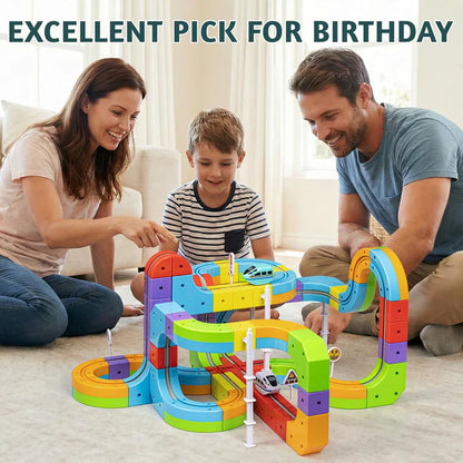 ⏰Electric Train Set 3D Magic Flexible Race Track for Kids 3-8 Years Old, Anti-Gravity STEM Toy