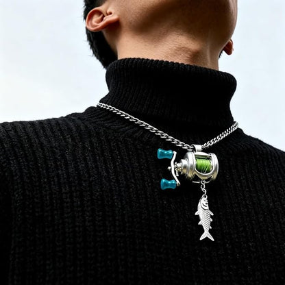 🔥Buy 2 Free Shipping 🔥Mini Fishing Reel Necklace, Fishing Reel Necklace with Rotatable Handle and Precision Detailed for Friend, Family Member