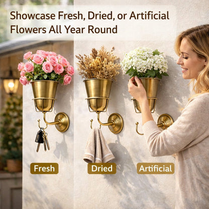 🌸 Wall-Mounted Flower Vase with Hook