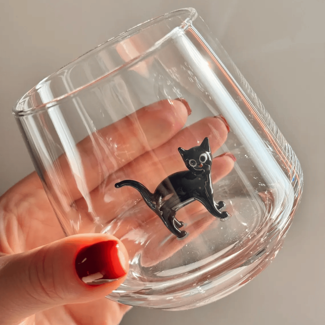 🐱 Handmade Murano-Style Cat Wine Glass – Whimsical Art Glass for Cat Lovers 🍷✨