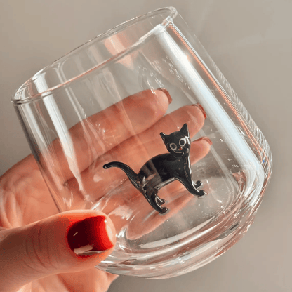 🐱 Handmade Murano-Style Cat Wine Glass – Whimsical Art Glass for Cat Lovers 🍷✨
