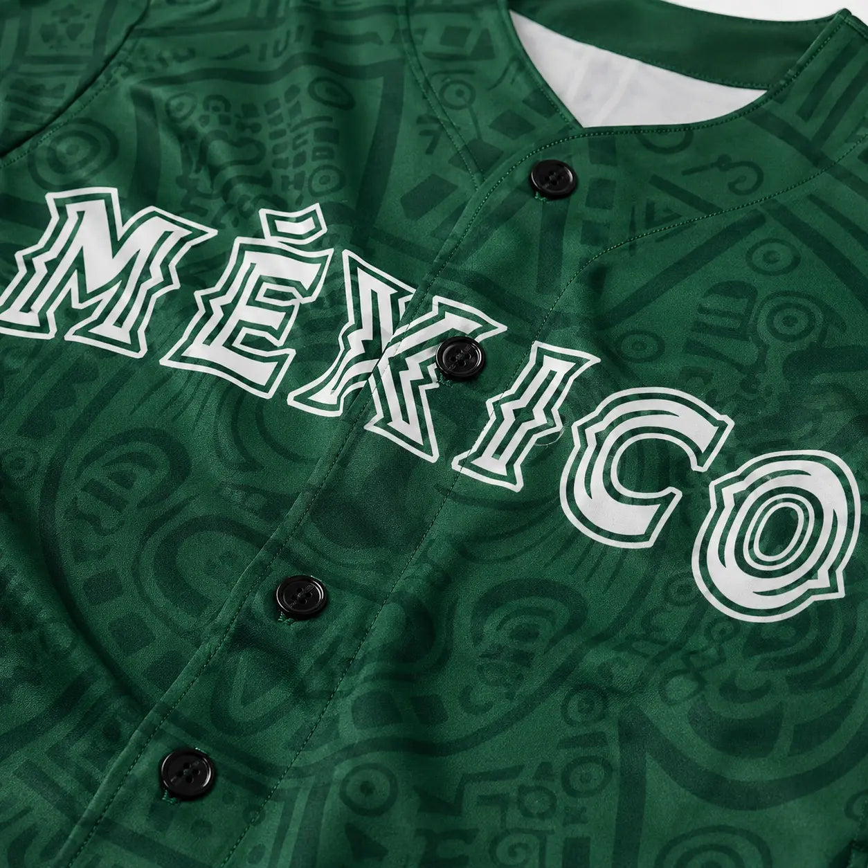 Mexico-Inspired Unisex Baseball Jersey with Aztec Pattern
