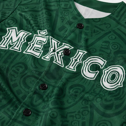 Mexico-Inspired Unisex Baseball Jersey with Aztec Pattern